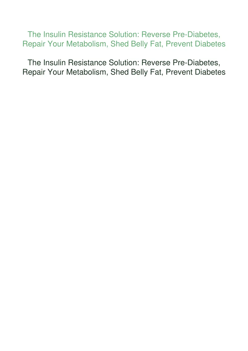the insulin resistance solution reverse