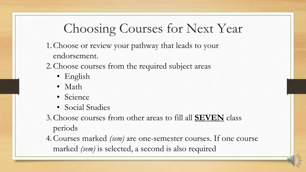 choosing courses for next year 1 choose or review