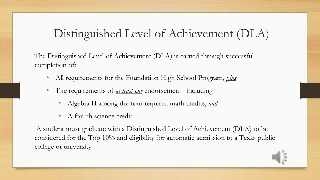 distinguished level of achievement dla