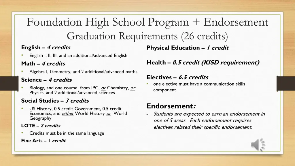 foundation high school program endorsement