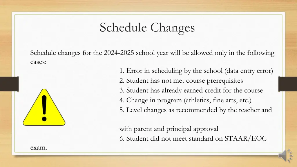 schedule changes