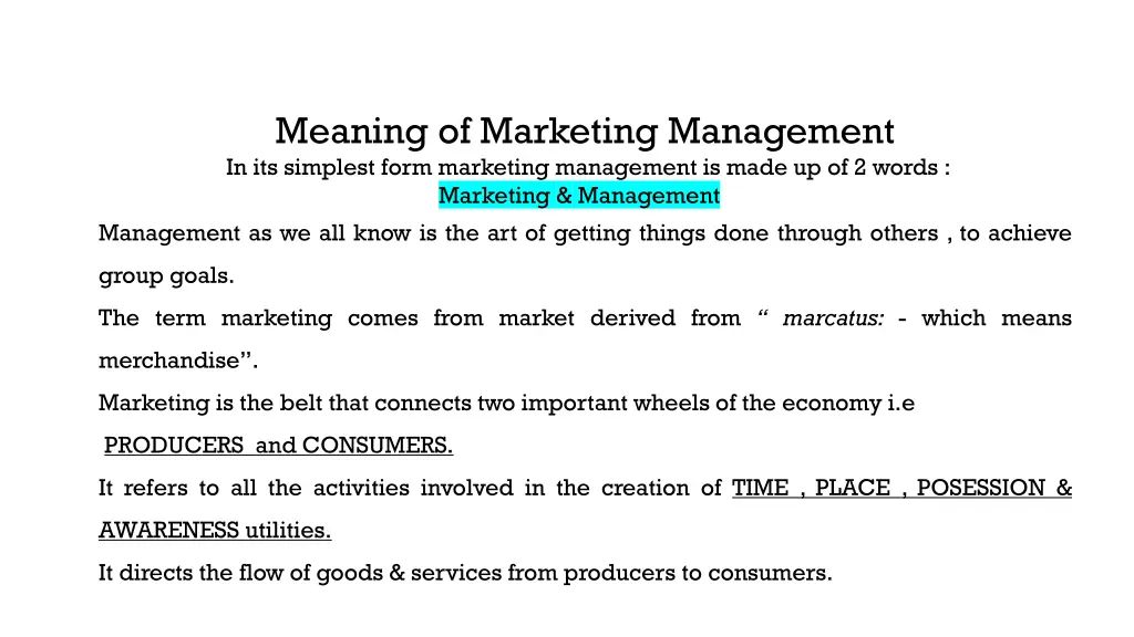 meaning of marketing management in its simplest