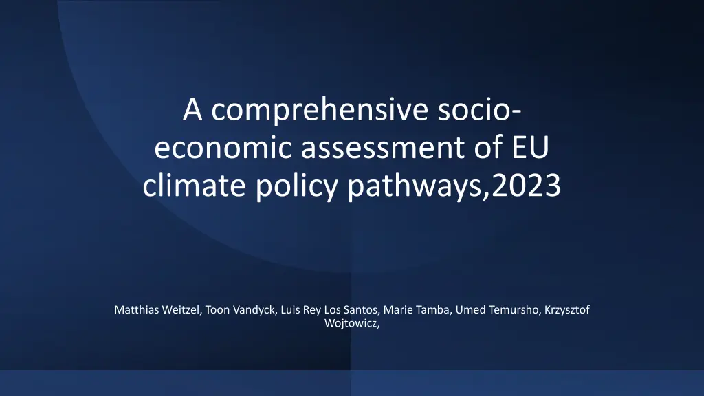 a comprehensive socio economic assessment