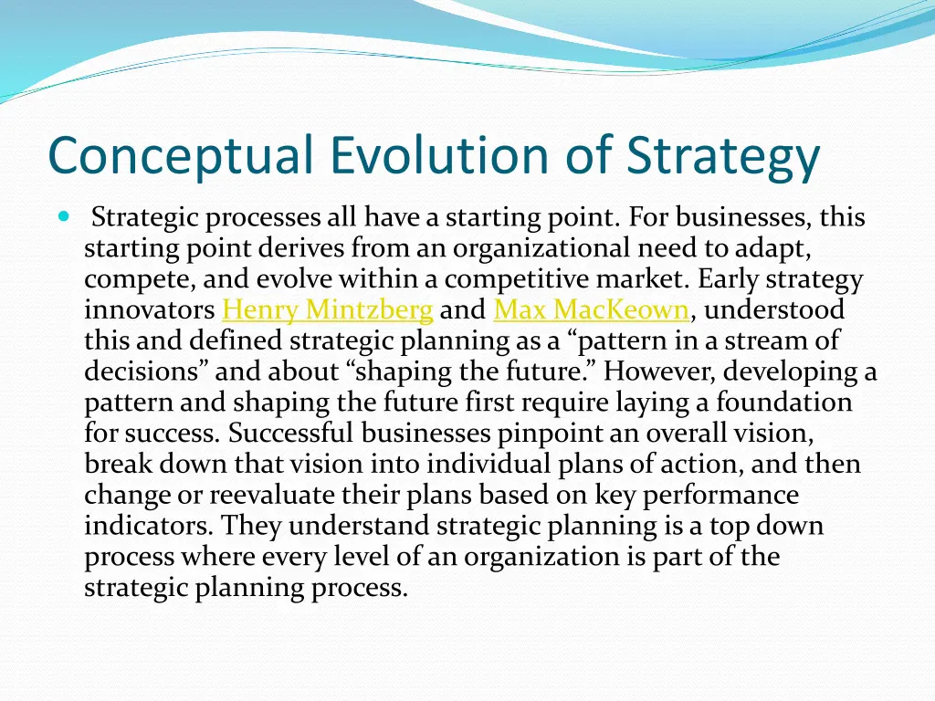 conceptual evolution of strategy 1