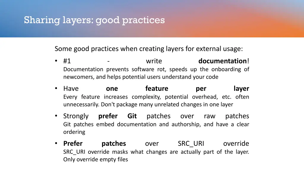 sharing layers good practices