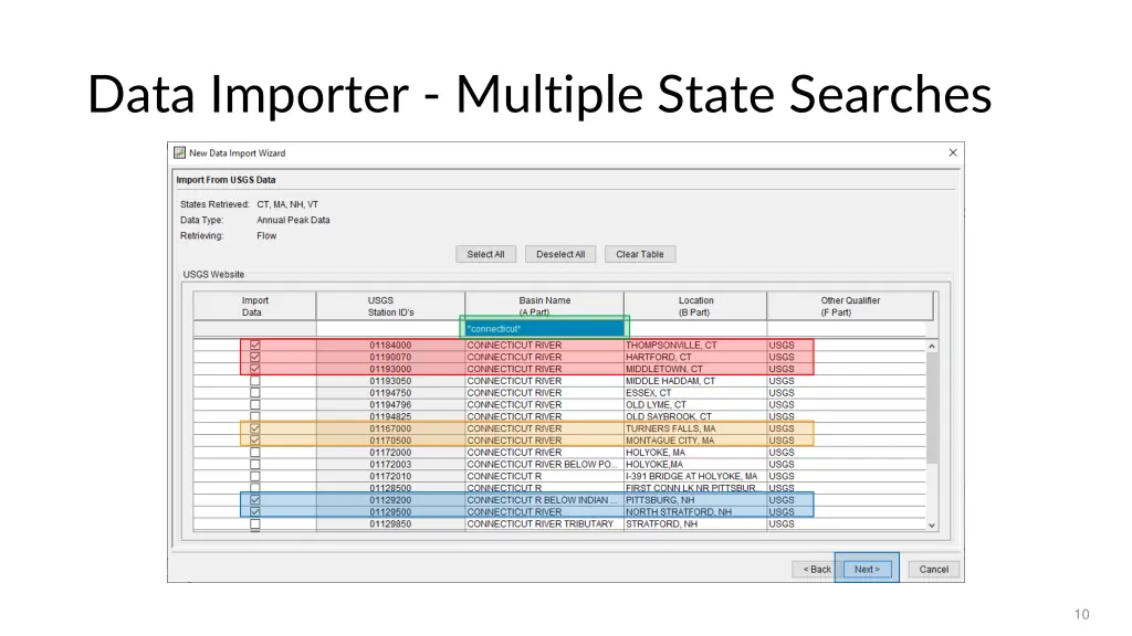 data importer multiple state searches
