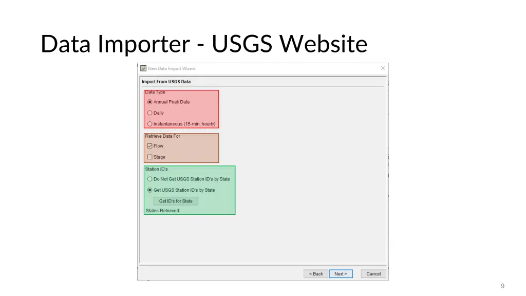 data importer usgs website