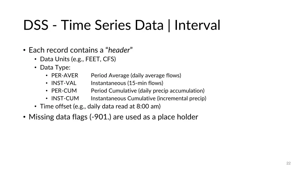 dss time series data interval