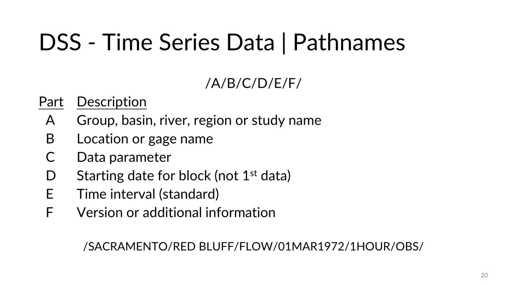 dss time series data pathnames 1