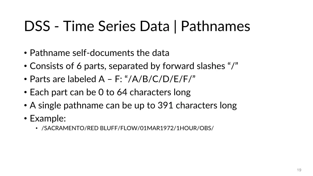 dss time series data pathnames