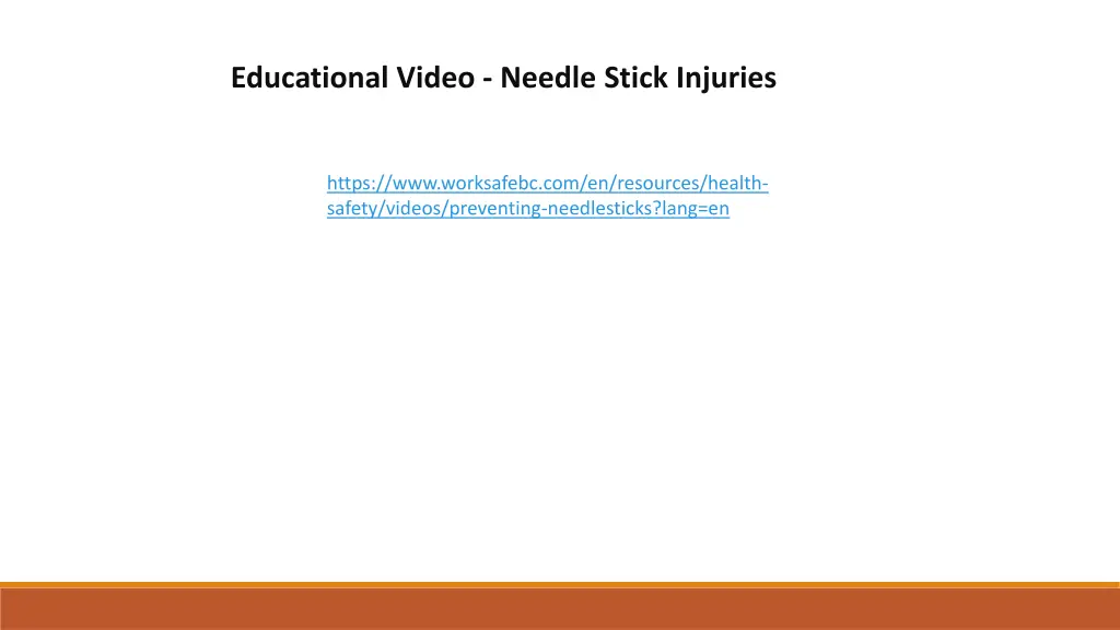 educational video needle stick injuries