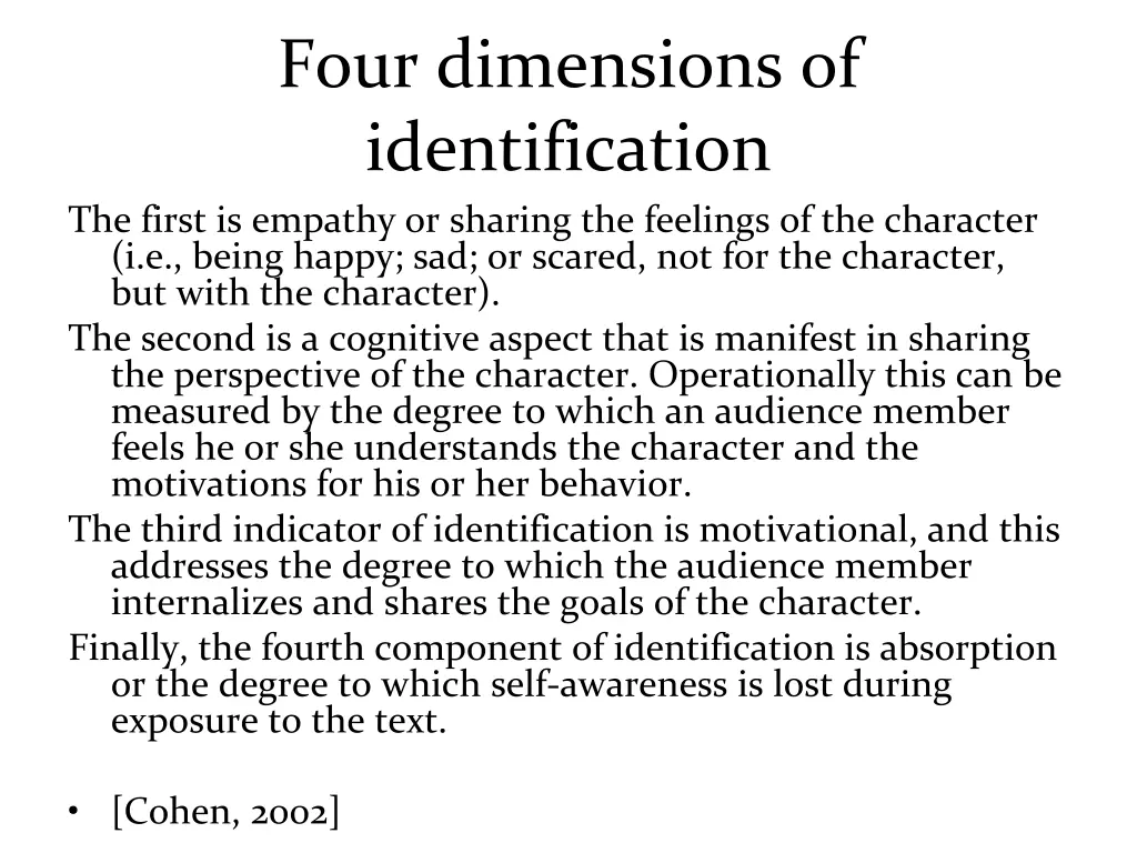 four dimensions of identification the first