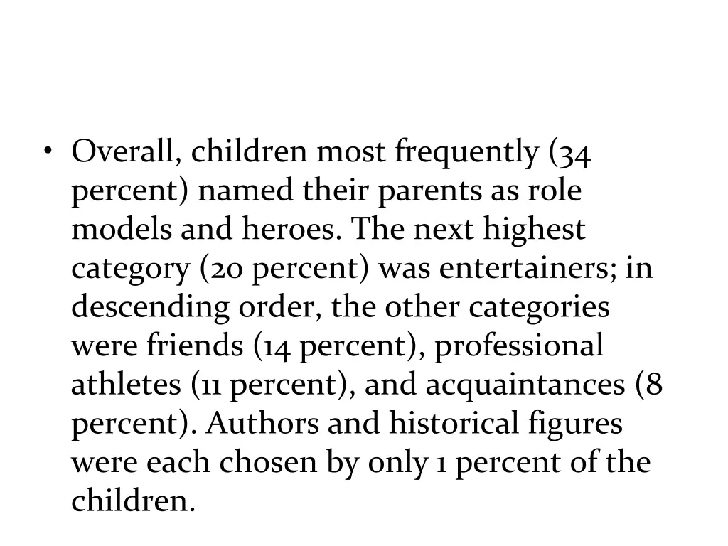 overall children most frequently 34 percent named