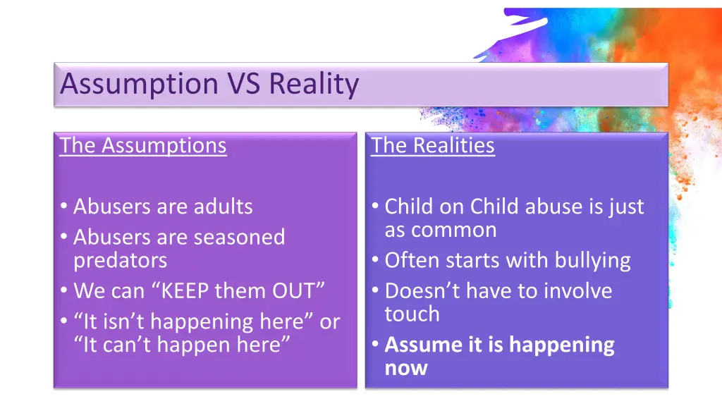 assumption vs reality