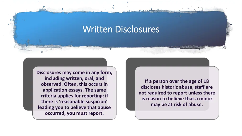 written disclosures written disclosures