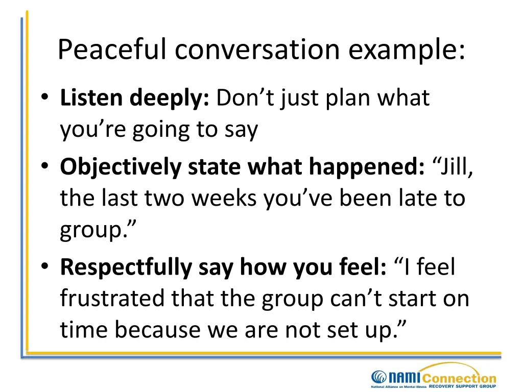 peaceful conversation example 1