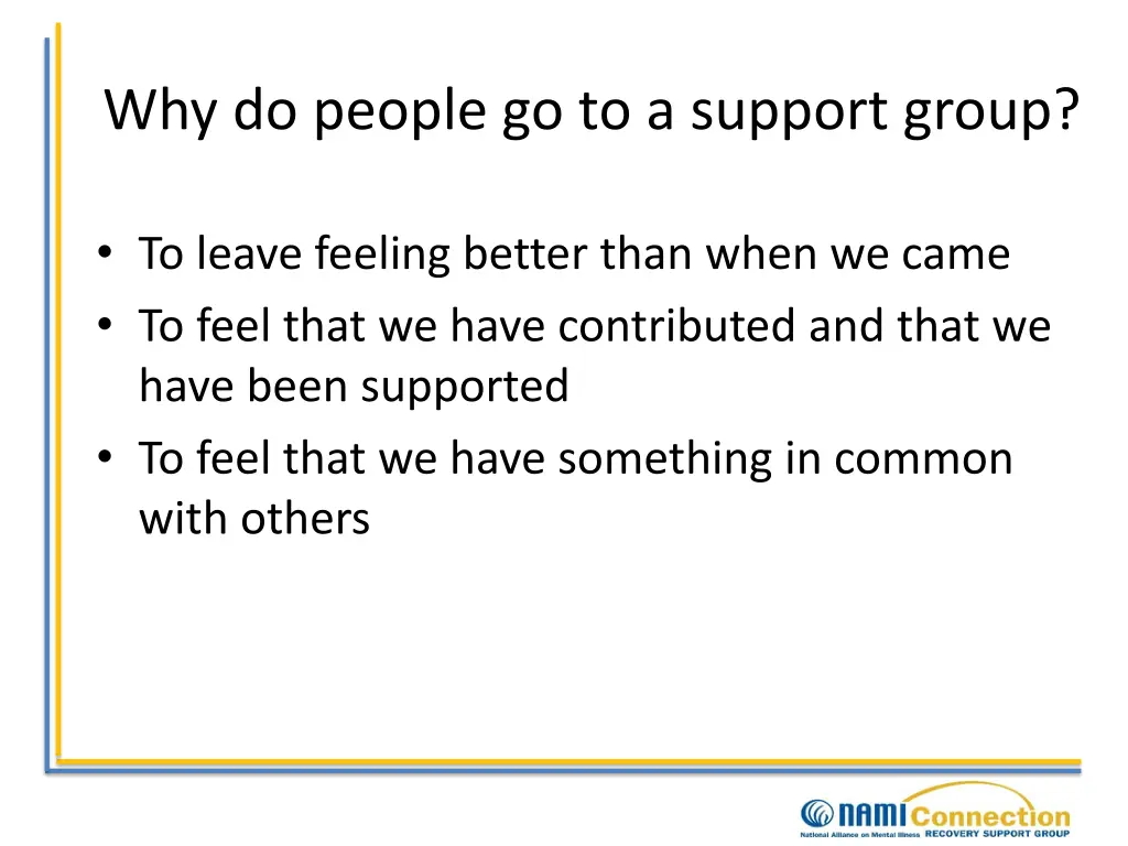 why do people go to a support group