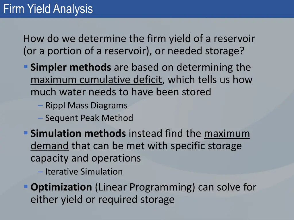 firm yield analysis