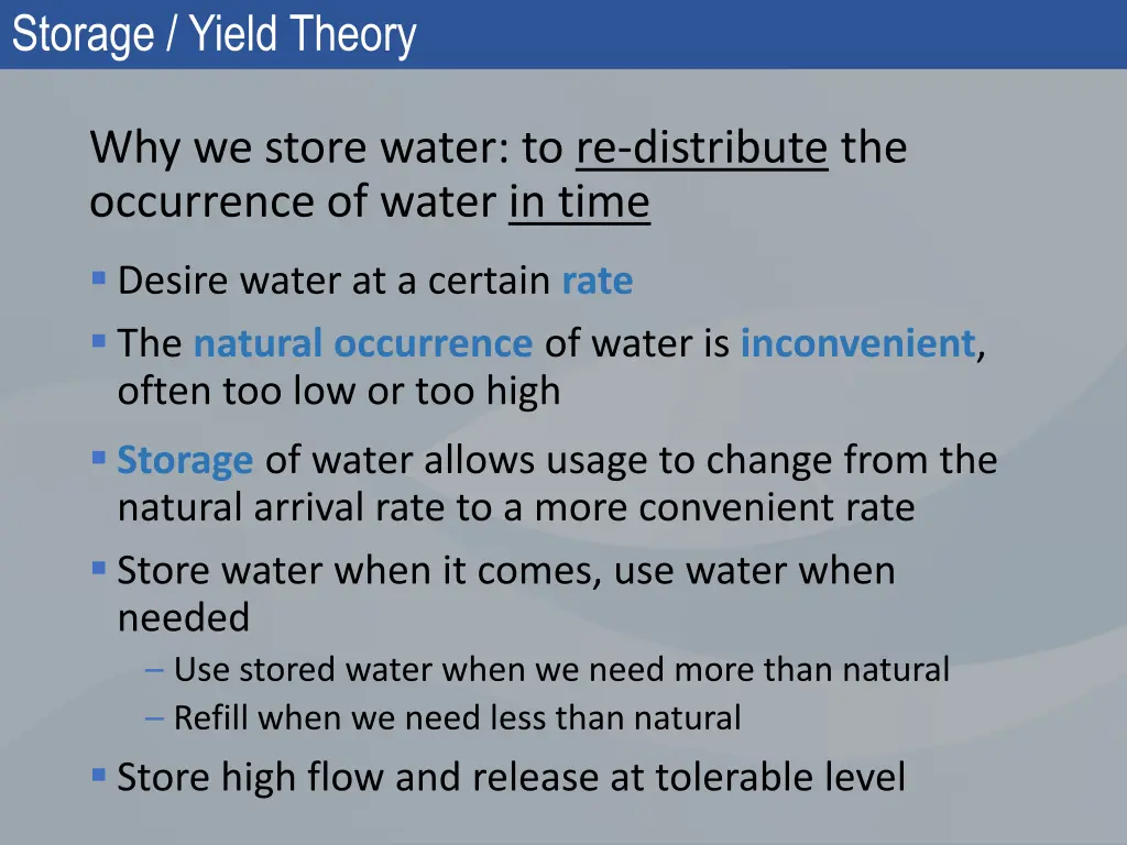 storage yield theory