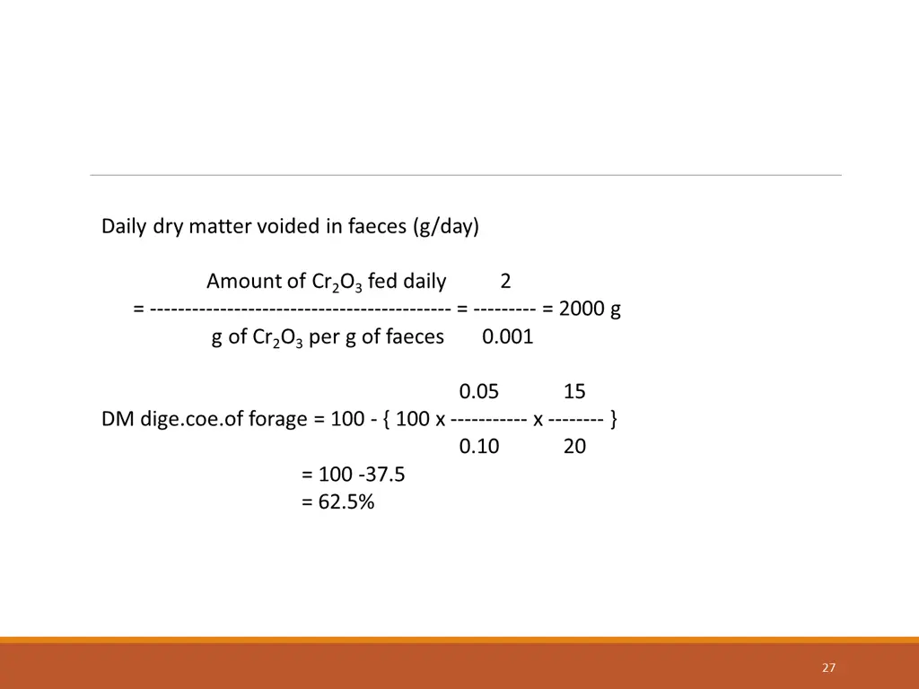 daily dry matter voided in faeces g day