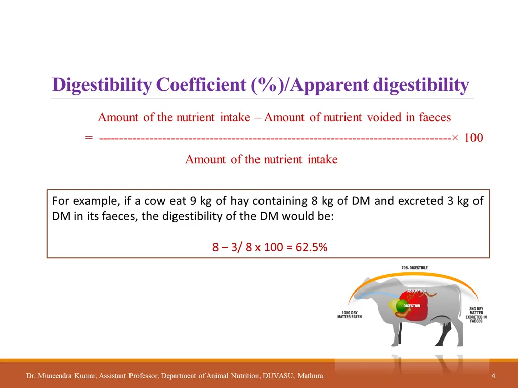 digestibility coefficient apparent digestibility