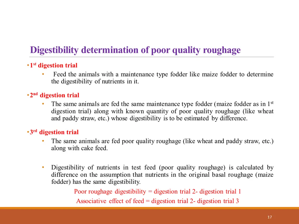 digestibility determination of poor quality