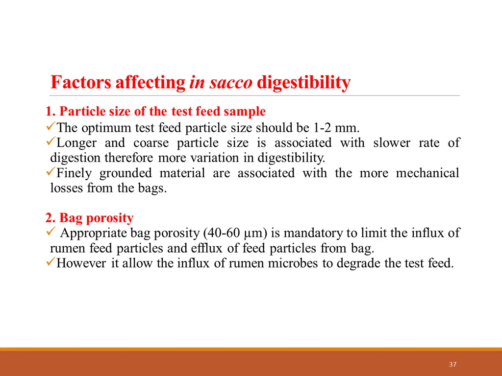 factors affecting in sacco digestibility