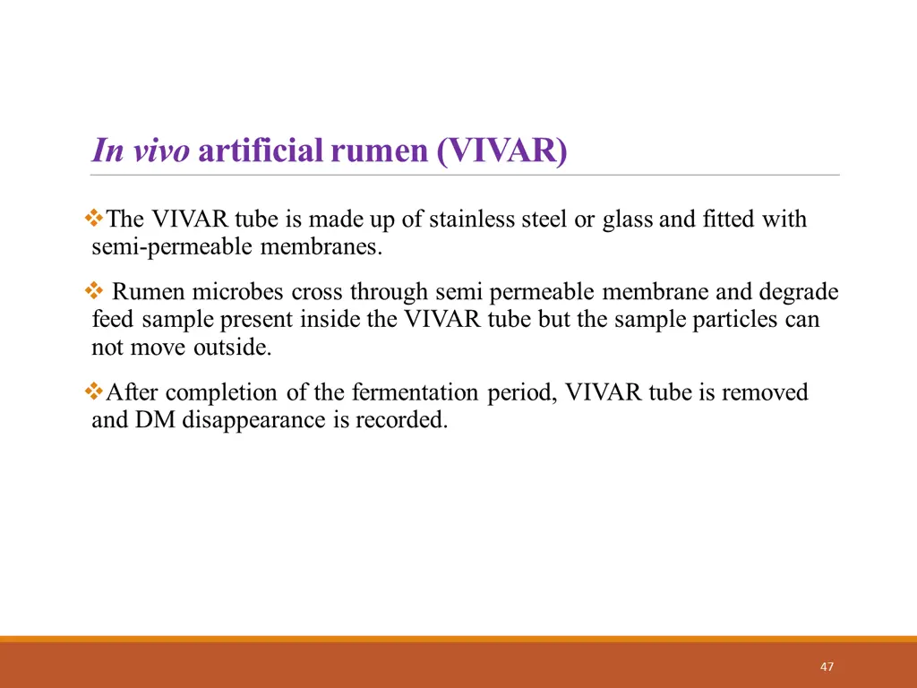 in vivo artificial rumen vivar