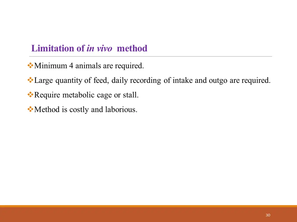 limitation of in vivo method