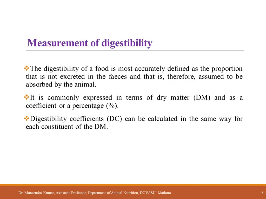 measurement of digestibility