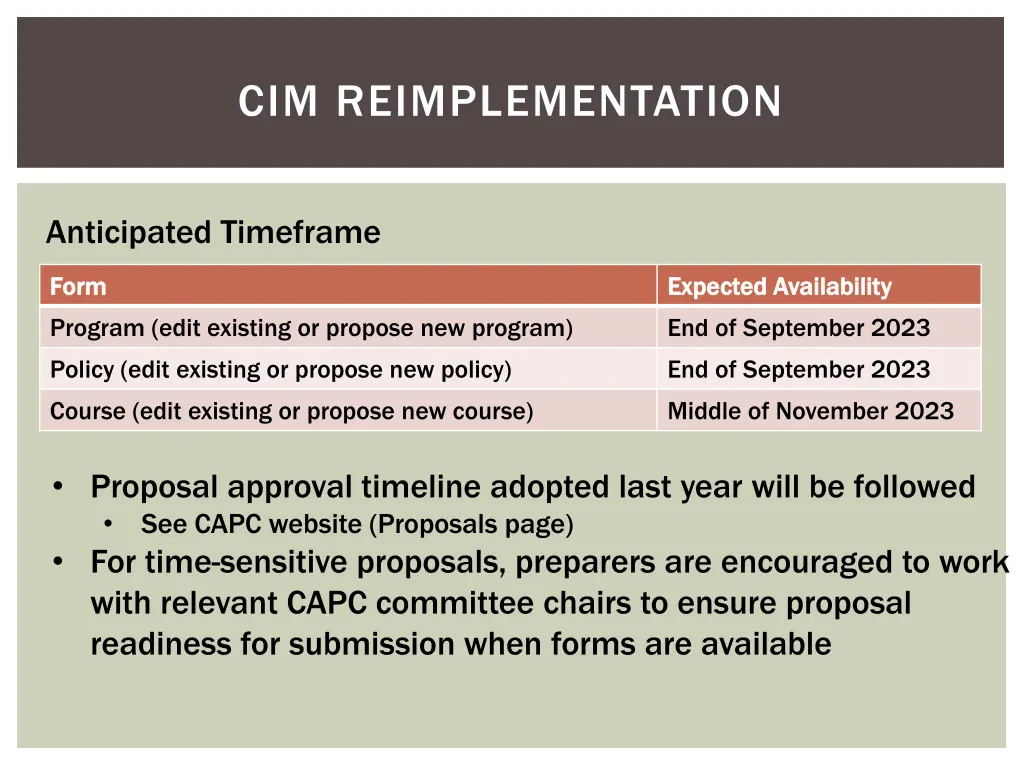 cim reimplementation