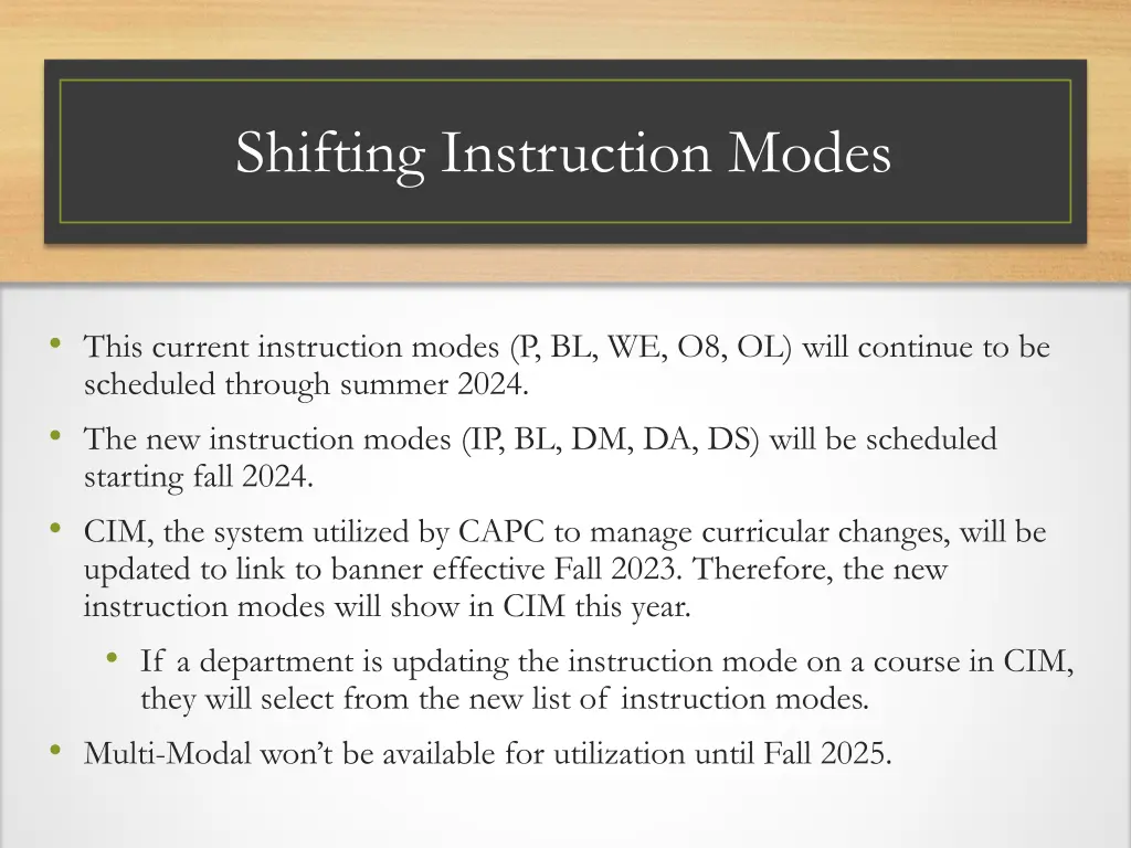 shifting instruction modes