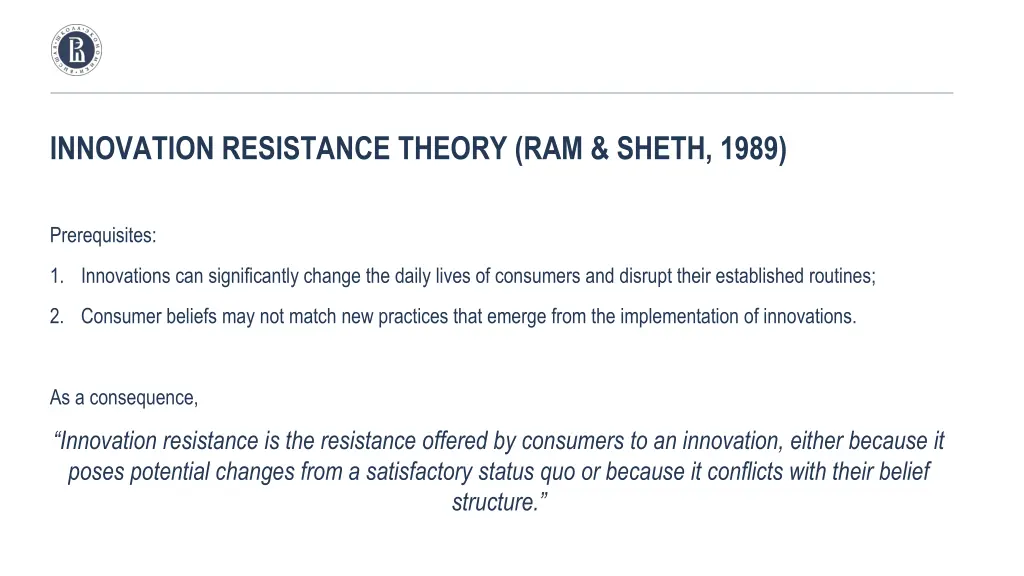 innovation resistance theory ram sheth 1989