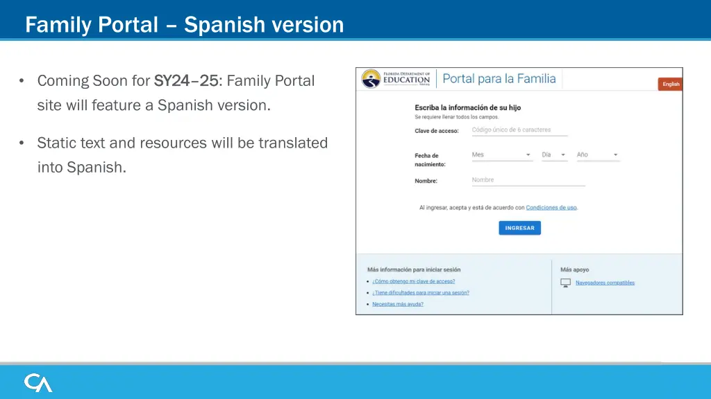 f family portal spanish version