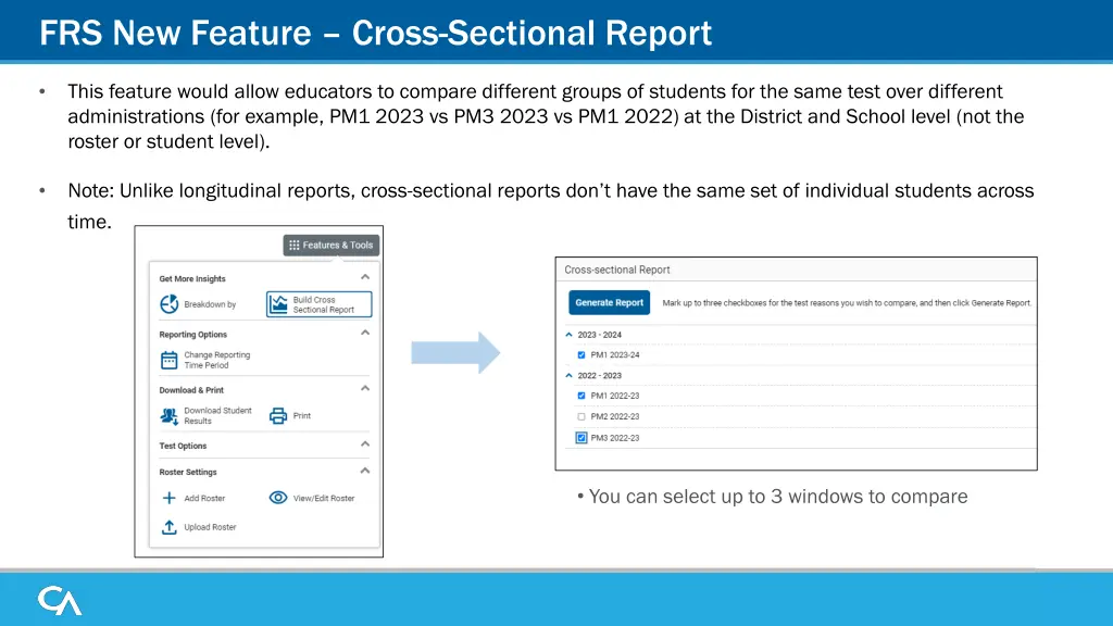 frs new feature cross sectional report