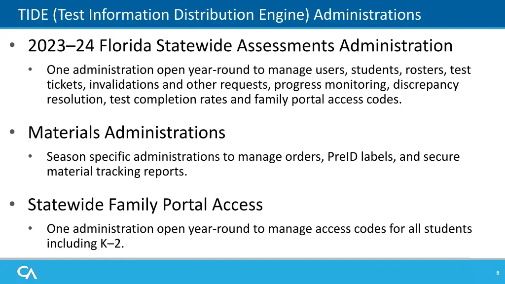 tide test information distribution engine