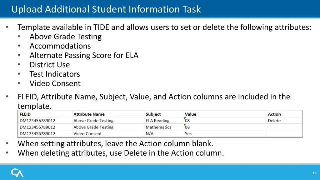 upload additional student information task