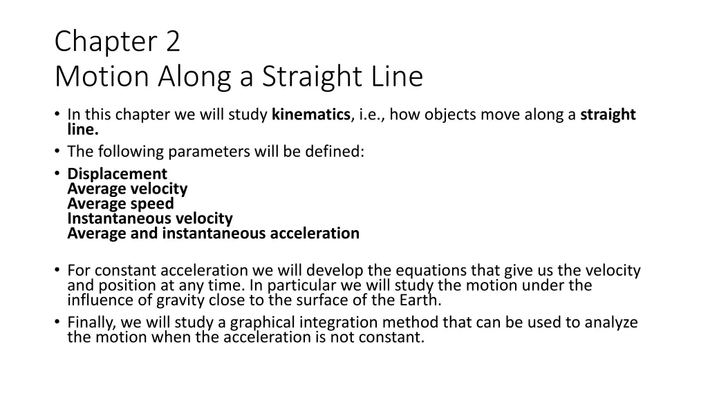 chapter 2 motion along a straight line