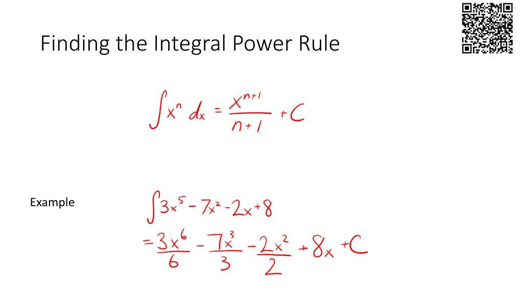 finding the integral power rule