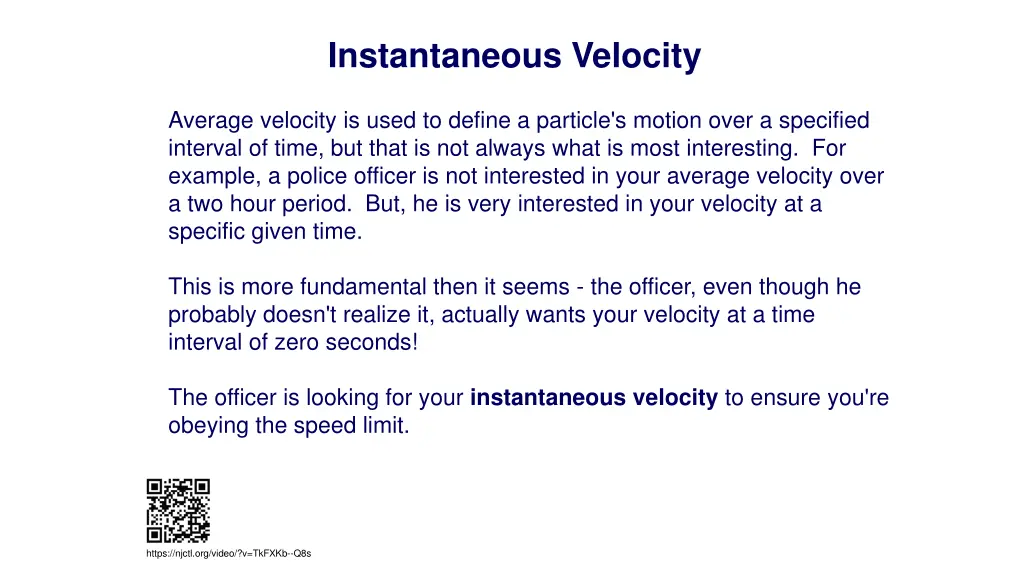 instantaneous velocity