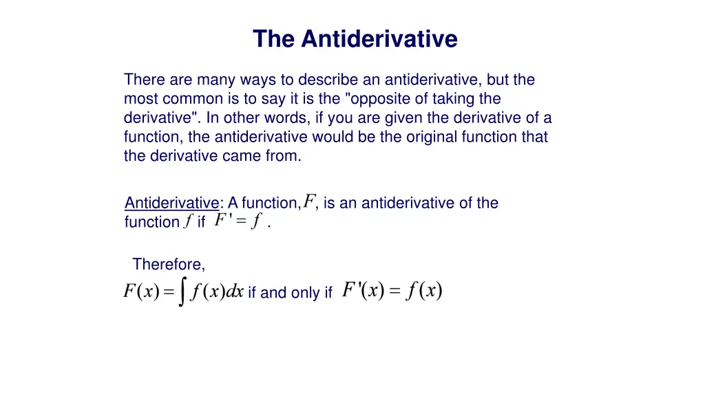 the antiderivative