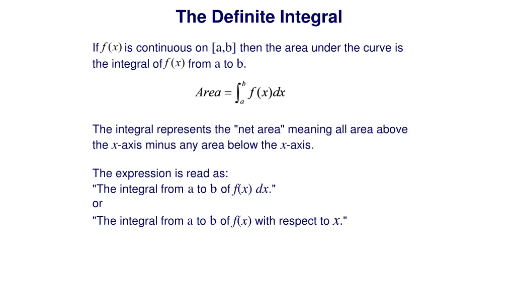 the definite integral