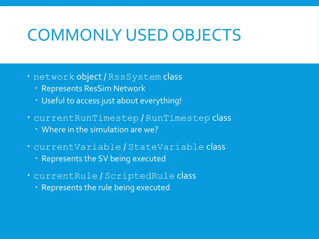 commonly used objects