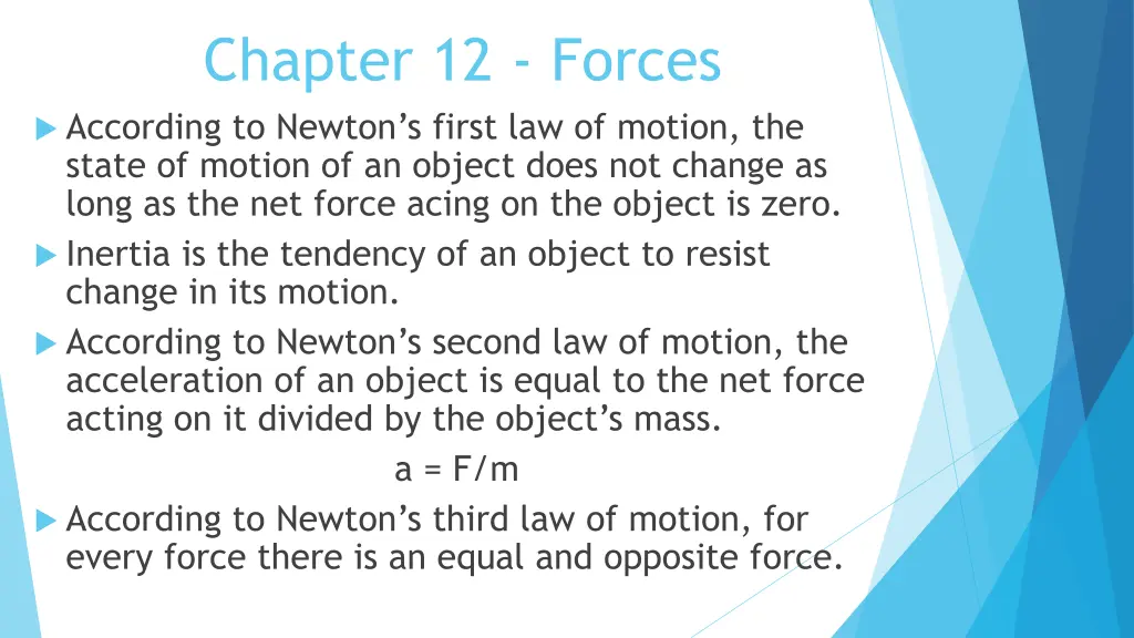 chapter 12 forces according to newton s first