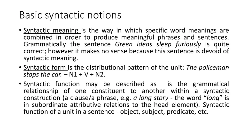 basic syntactic notions