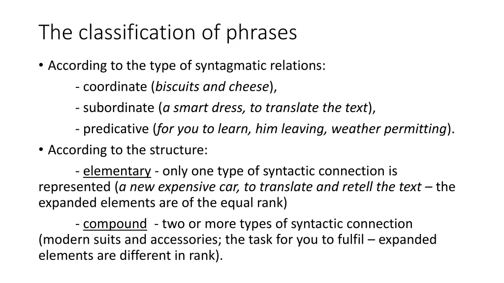 the classification of phrases