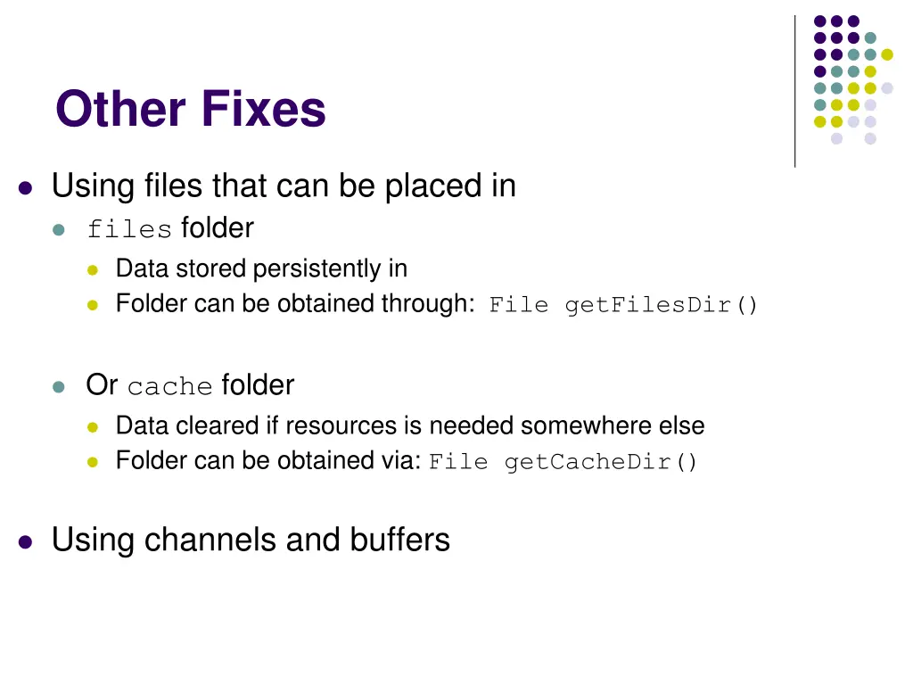 other fixes