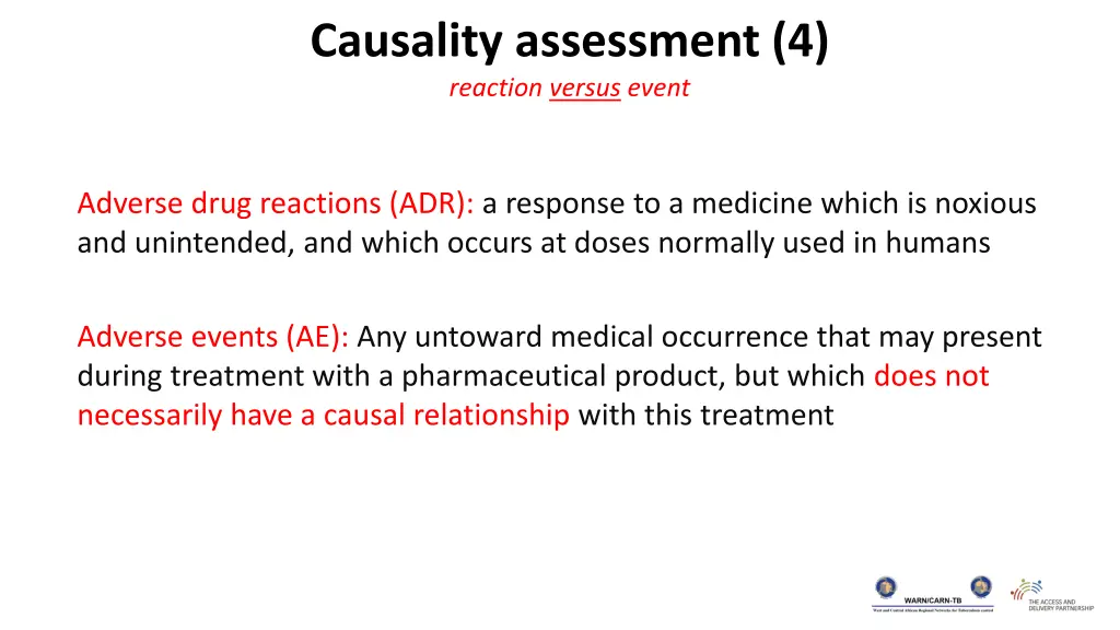 causality assessment 4 reaction versus event