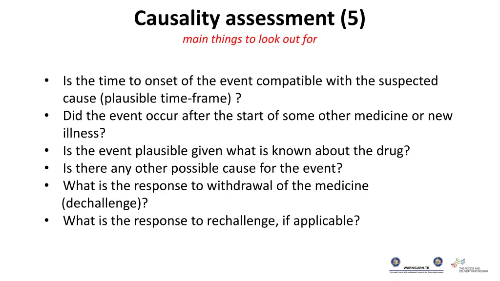 causality assessment 5 main things to look out for