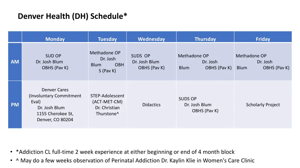 denver health dh schedule